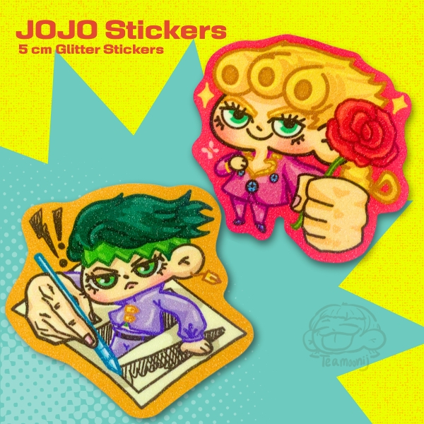 เซตโจโจ้ Set 3สติกเกอร์กริตเตอร์ ขนาด 5 ซม  JOJO Steel Ball run Set Glitter Sticker 5 cm