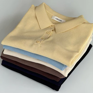 Clearance รุ่น BS เสื้อPolo กึ่งครอป เสื้อผ้าผู้หญิง สีพื้น ดีไซน์เรียบหรู คอปก มีกระดุม สะดวกสบาย สำหรับผู้หญิง S-XL