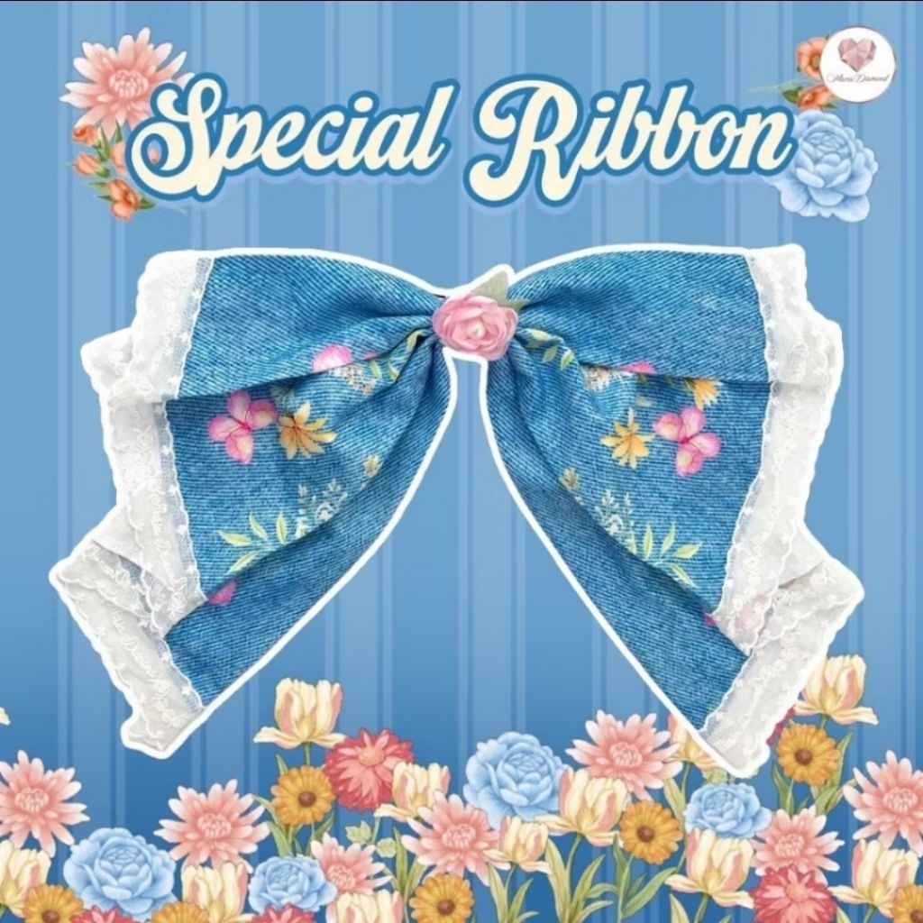 โบว์​ Maria diamond: 💙ยีนส์ขอบลูกไม้ปัก​ลายMaria Diamond​💙(Special Ribbon)✨
