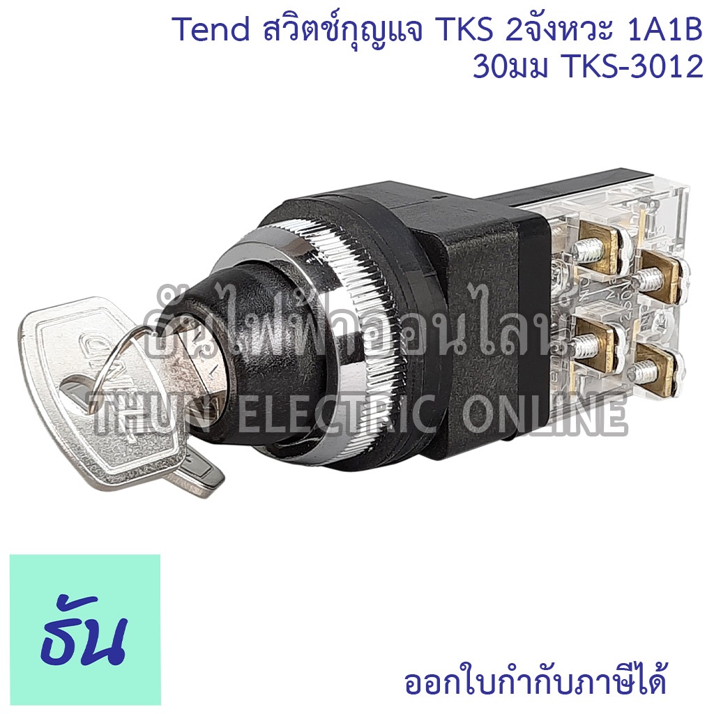 Tend TKS-3012 สวิตช์กุญแจ 30มม. 2จังหวะ 1A1B สวิตช์ กุญแจ Key Switch เบ้ากุญแจ สวิตช์โยก ปุ่มสวิตช์ สวิตซ์ลูกศร