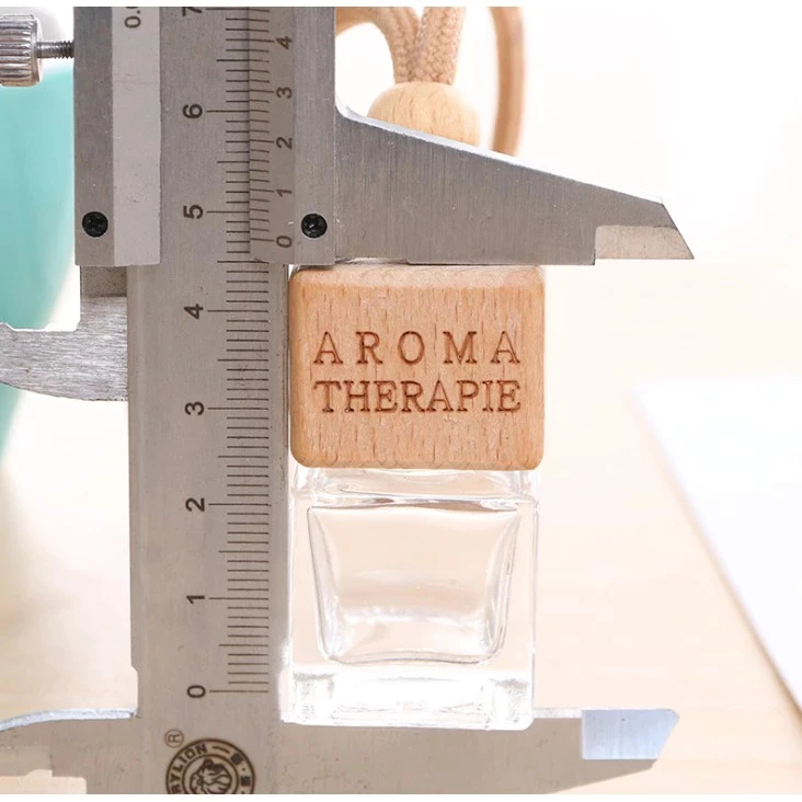 [ลดพิเศษ] ซื้อ 3 แถม 2📍ขวดน้ำหอมเปล่าแบบแขวน 8มล.ในรถยนต์ จี้น้ำหอม ขวดแก้วใสทรงสี่เหลี่ยม ฝาไม้ - รูปที่ 4