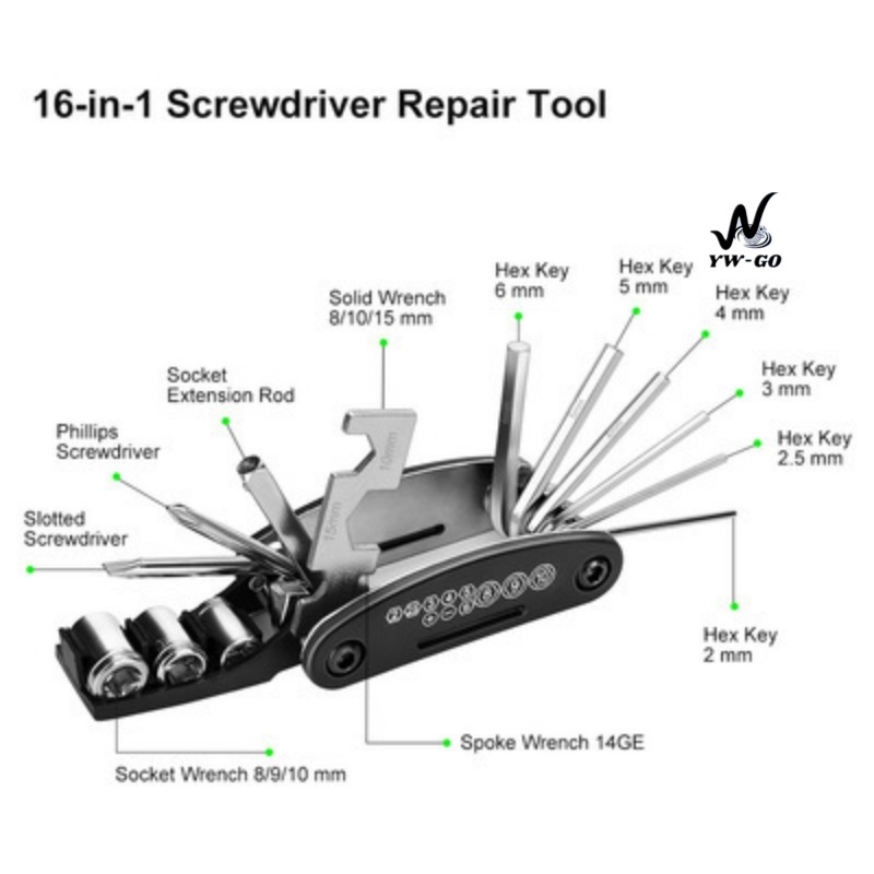 16 ใน 1 เครื่องมือซ่อมจักรยานแบบพกพา Bike Repair Tool Kit จักรยาน ชุดเครื่องมือซ่อม G3278