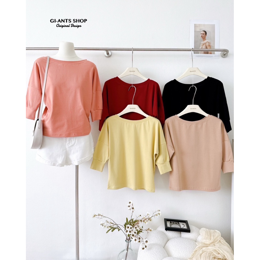 GI-ANTS (GI-473)เสื้อยืดคอปาด ซกแขน เนื้อผ้าcottonพรีเมียม ทรงสวย ผ้าหนา
