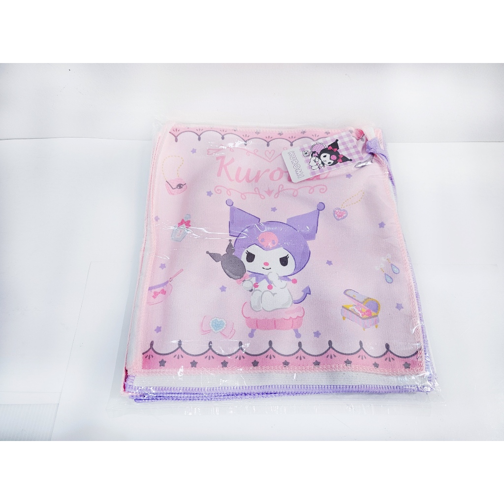 ผ้าเช็ดอเนกประสงค์ขนาด 30x30 cm คุโรมิ Kuromi / บอนบอนริบบอน Bonbonribbon 2ผืน /ชุด - รูปที่ 3