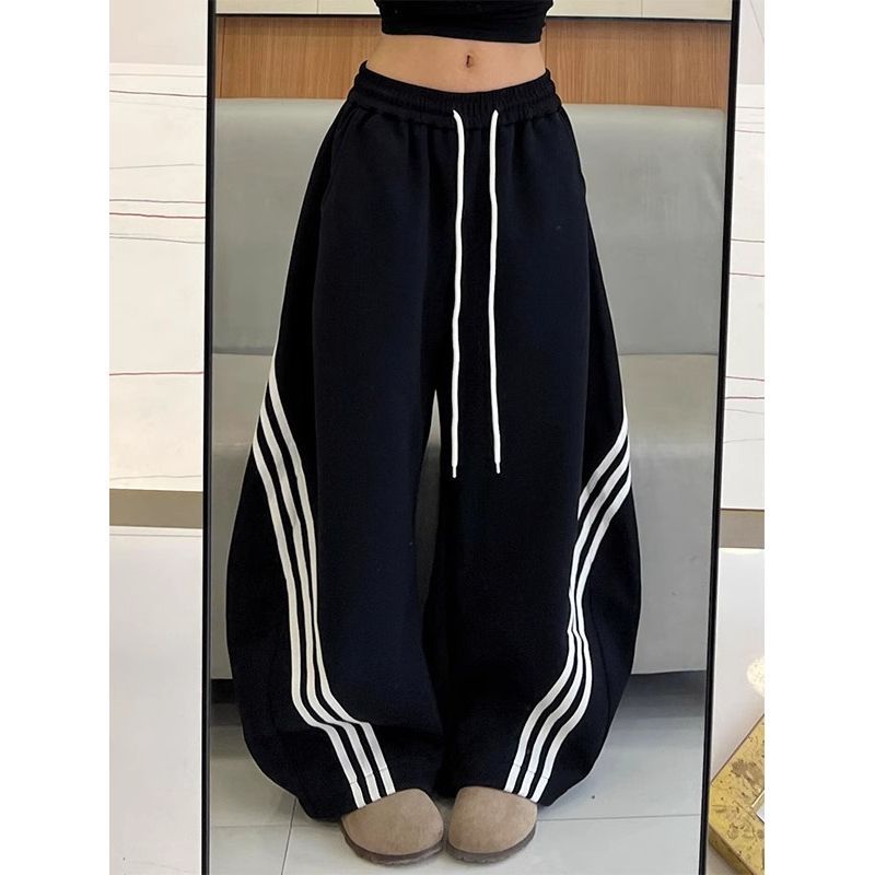 กางเกงวอร์มขากว้างเอวยางยืดสำหรับผู้หญิง สินค้าใหม่ประจำฤดูใบไม้ร่วง กางเกงฮาเร็มหลวมๆ แนวสตรีทแดนซ์ กางเกงขายาวลำลอง