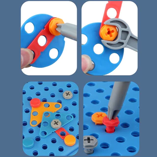JoyToys ของเล่นเด็ ด้วยสว่านไฟฟ้า ชุดถอดประกอบคู่มือสำหรับเด็ก ของเล่นบล็อคประกอบสกรู ของเล่น DIY ของเล่นเครื่องมือช่าง