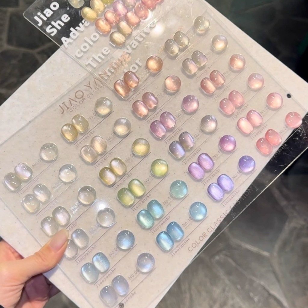 (แบบแยกขวด) Cateye โทนอ่อน  Jiao yan she 24สี สีแคทอาย สีเจล เล็บเจล