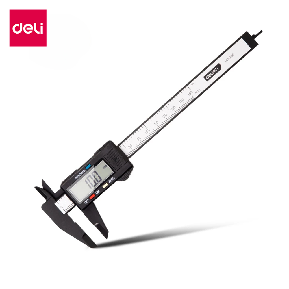 Deli เวอร์เนียร์  ตัวเครื่องพลาสติกอย่างดี ดิจิตอล พร้อมถ่าน เวอเนีย เวอเนียร์ อุปกรณ์สำนักงาน Verni