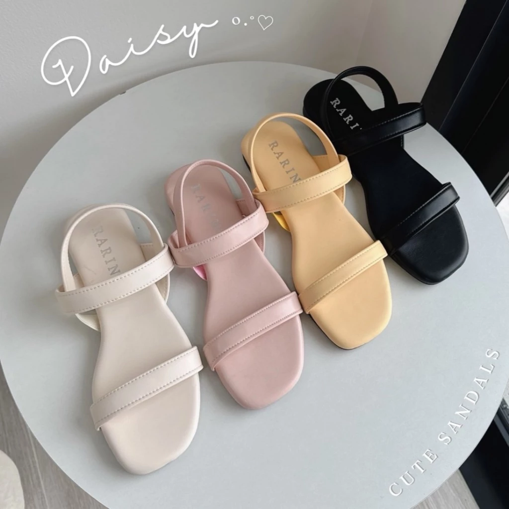 Rarin รุ่น [ Daisy ] 36 - 41 รองเท้าแตะรัดข้อ พื้นนุ่ม สีหวานละมุน ***เท้าไม่เรียวแนะนำเพิ่มไซส์***