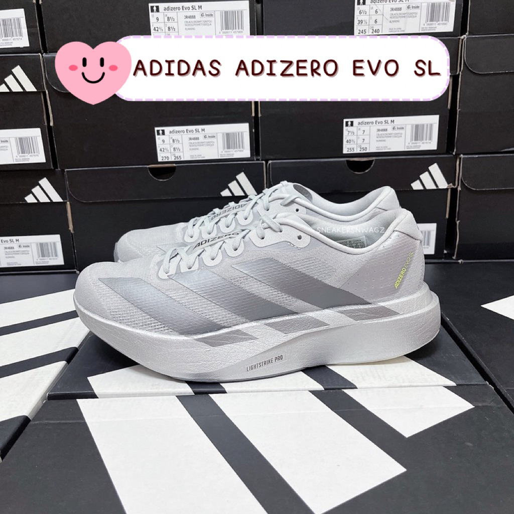 [พร้อมส่ง] รองเท้าวิ่ง ADIDAS ADIZERO EVO SL - (JR3419) Color: Silver Metallic/Iron Metallic/Halo Si