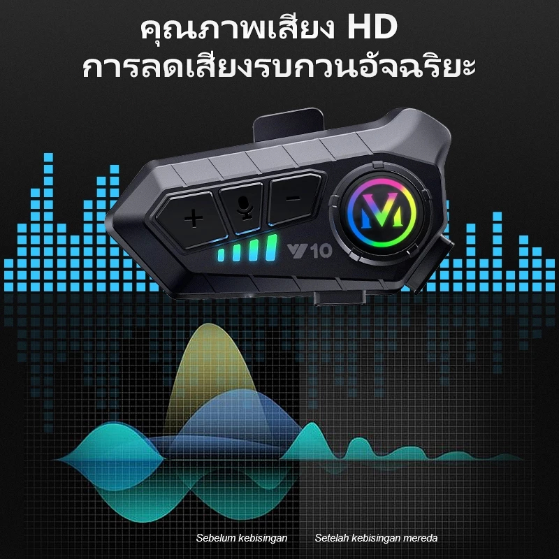 JZAQ  Y10ชุดหูฟังบลูทูธหมวกกันน็อค  ชุดหูฟังบลูทูธ 1000mAh เวลาสนทนา 30 ชม กันน้ํา สําหรับหมวกกันน็อครถจักรยานยนต์ ชุดหู รูปที่ 5