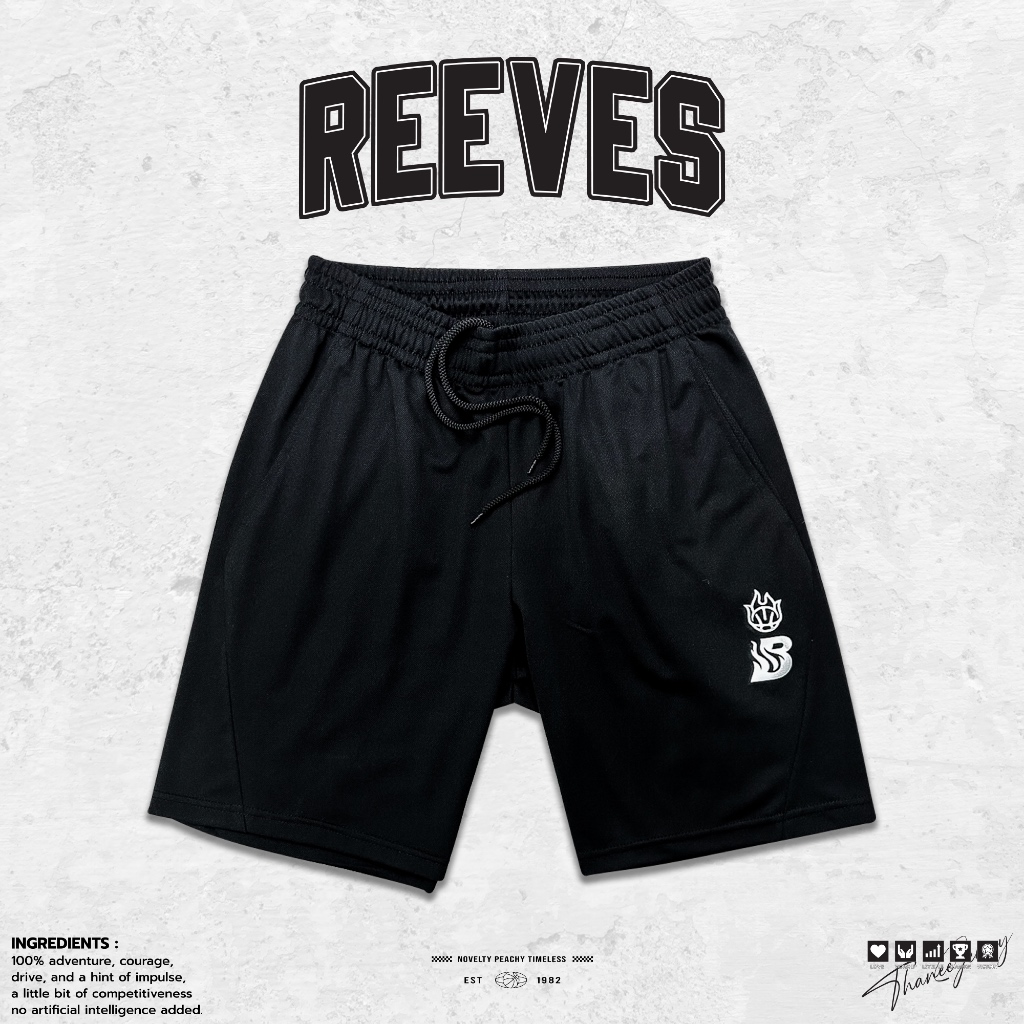 มีไซส์ใหญ่ กางเกงบาส กางเกงขาสั้นผู้ชาย รุ่น REEVES BLACK COLLECTION (ขนาดยาว)