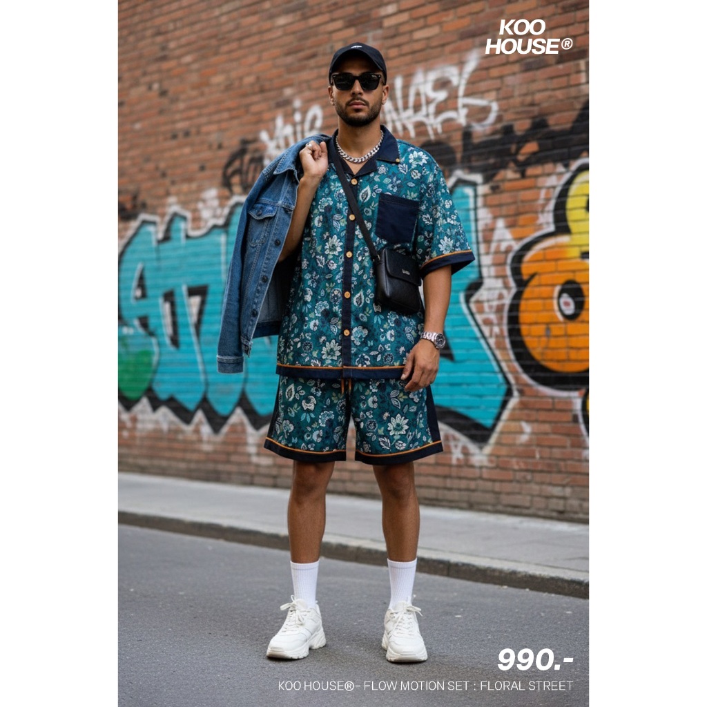 KOO HOUSE |  SET : FLORAL STREET l ทรงโอเวอร์ไซส์ Unisex