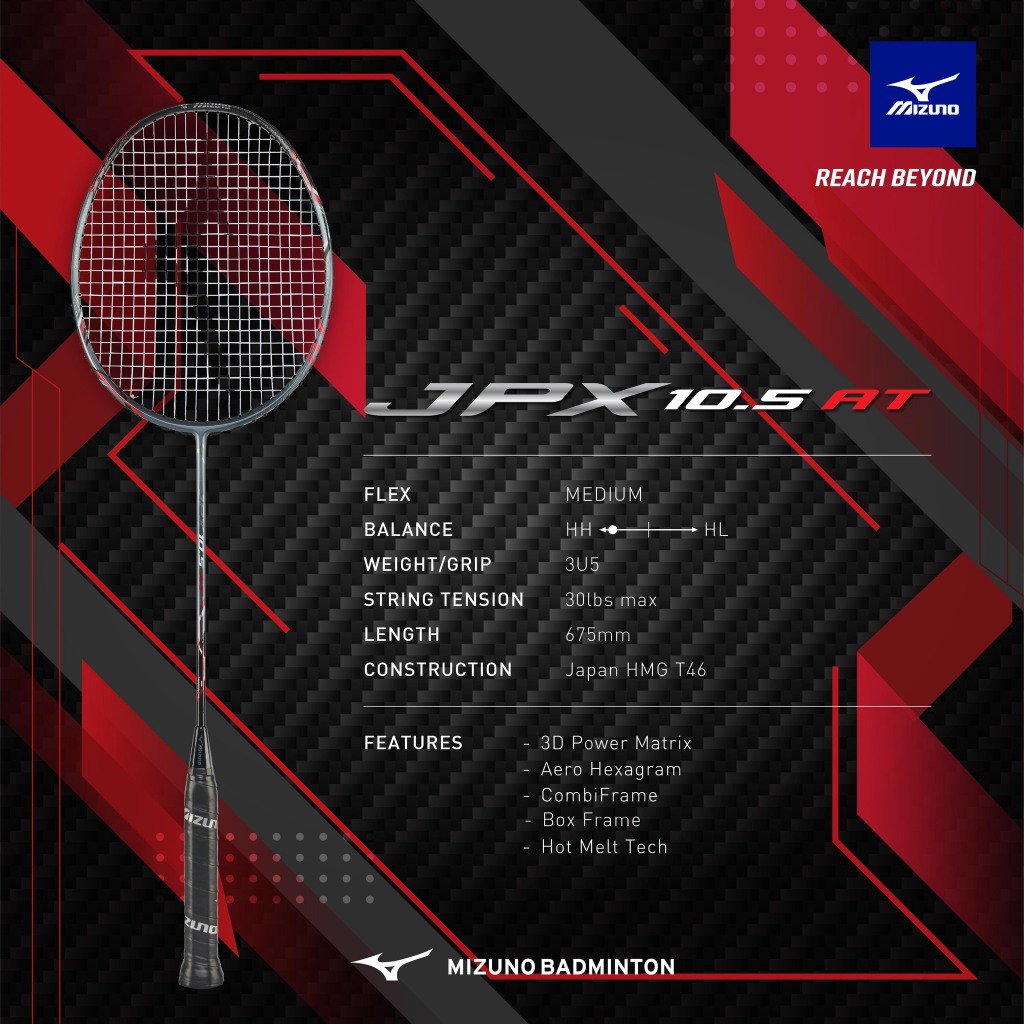 ไม้แบดมิินตัน MIZUNO JPX 10.5 AT ไม่มีเอ็น