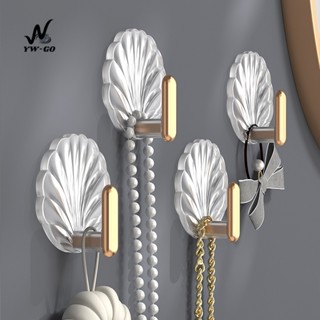 1/4pcs ตะขอ ตะขอติดผนังอะคริลิครูปเปลือกหอย แบบติดผนังตะขอเห…