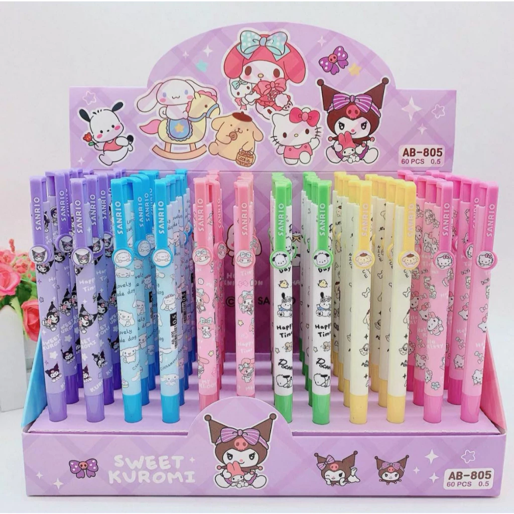 ยกกล่อง 60 แท่ง ปากกาลูกลื่นการ์ตูนแฟนซี เส้นบางเล็ก ขนาด0.5 มม. พร้อมส่ง เครื่องเขียน ไส้สีน้ำเงิน