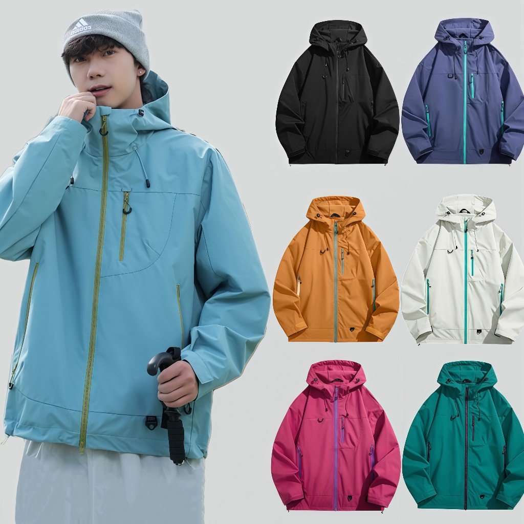 เสื้อแจ็คเก็ตผู้ชายกันลม สำหรับเดินป่า น้ำหนักเบา ระบายอากาศดีเยี่ยม เสื้อแจ็คเก็ตเชลล์ผู้ชาย, เสื้อผ้าปีนเขากลางแจ้งคู่