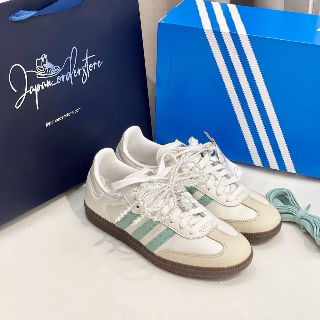 (พร้อมส่ง ของแท้100%) Adidas Samba OG White Hazy Green size 7.5uk 41.33eu 26cm
