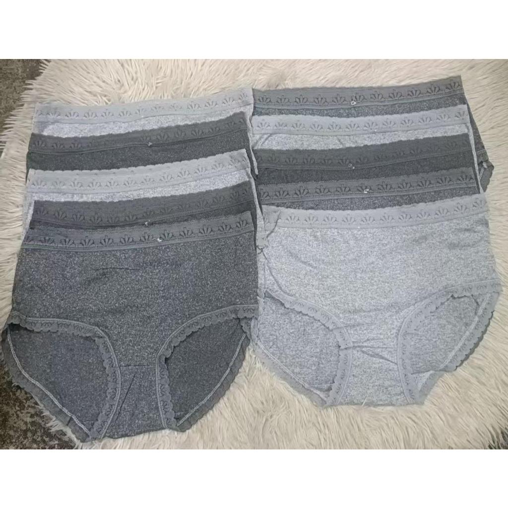 กางเกงในผู้หญิงเอวสูงผ้าคอตตอน DKK 👑 ปิดพุง ใส่แล้วหุ่นดี สบายสุดๆ ลายลูกไม้เรียบหรู สีเทา/สีดำ#1777
