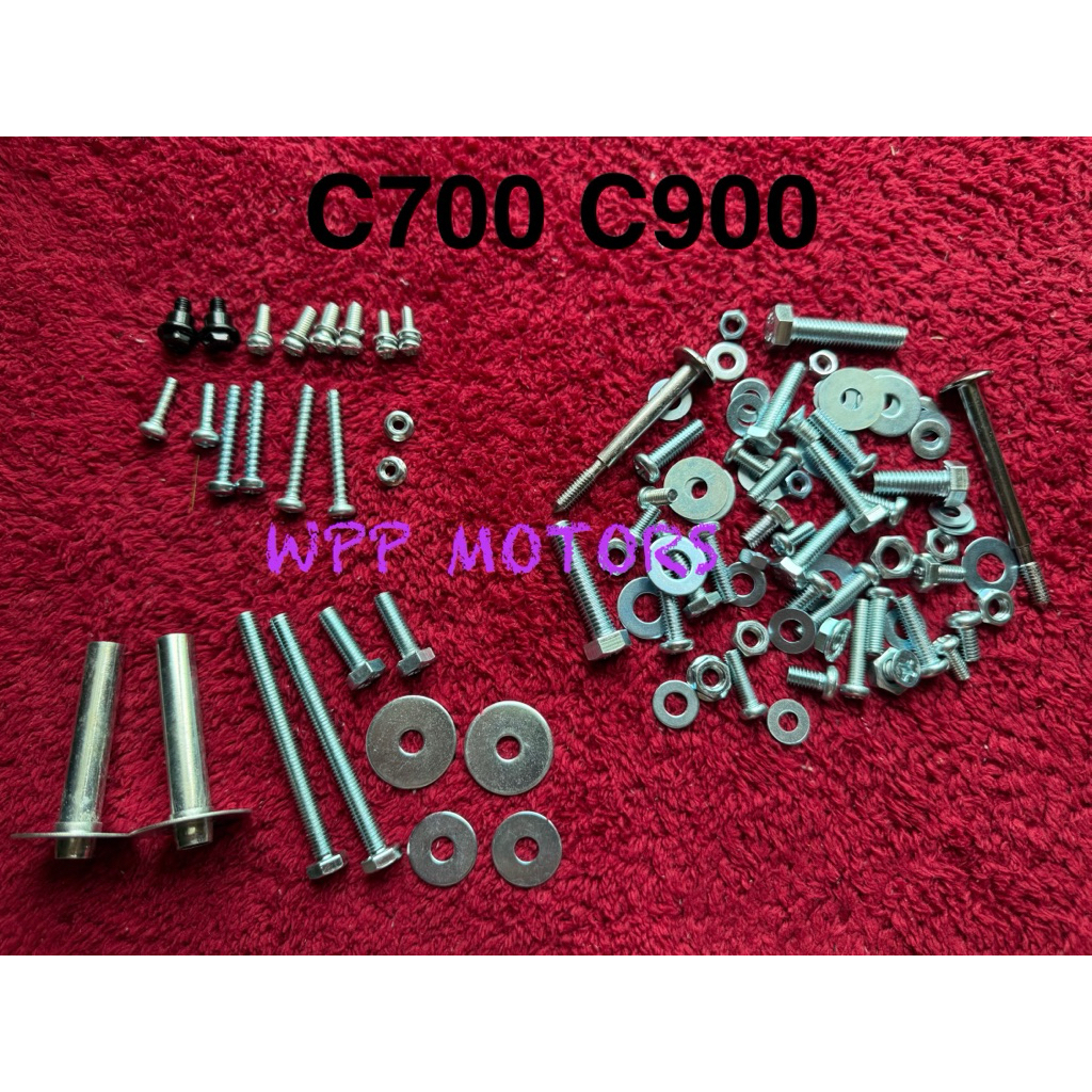 น็อตชุดสี น็อตเฟรม Honda C700 / C900 พร้อมกิ๊บ ทั้ง คัน สินค้าได้ครบตามภาพประกอบ สินค้าพร้อมส่ง