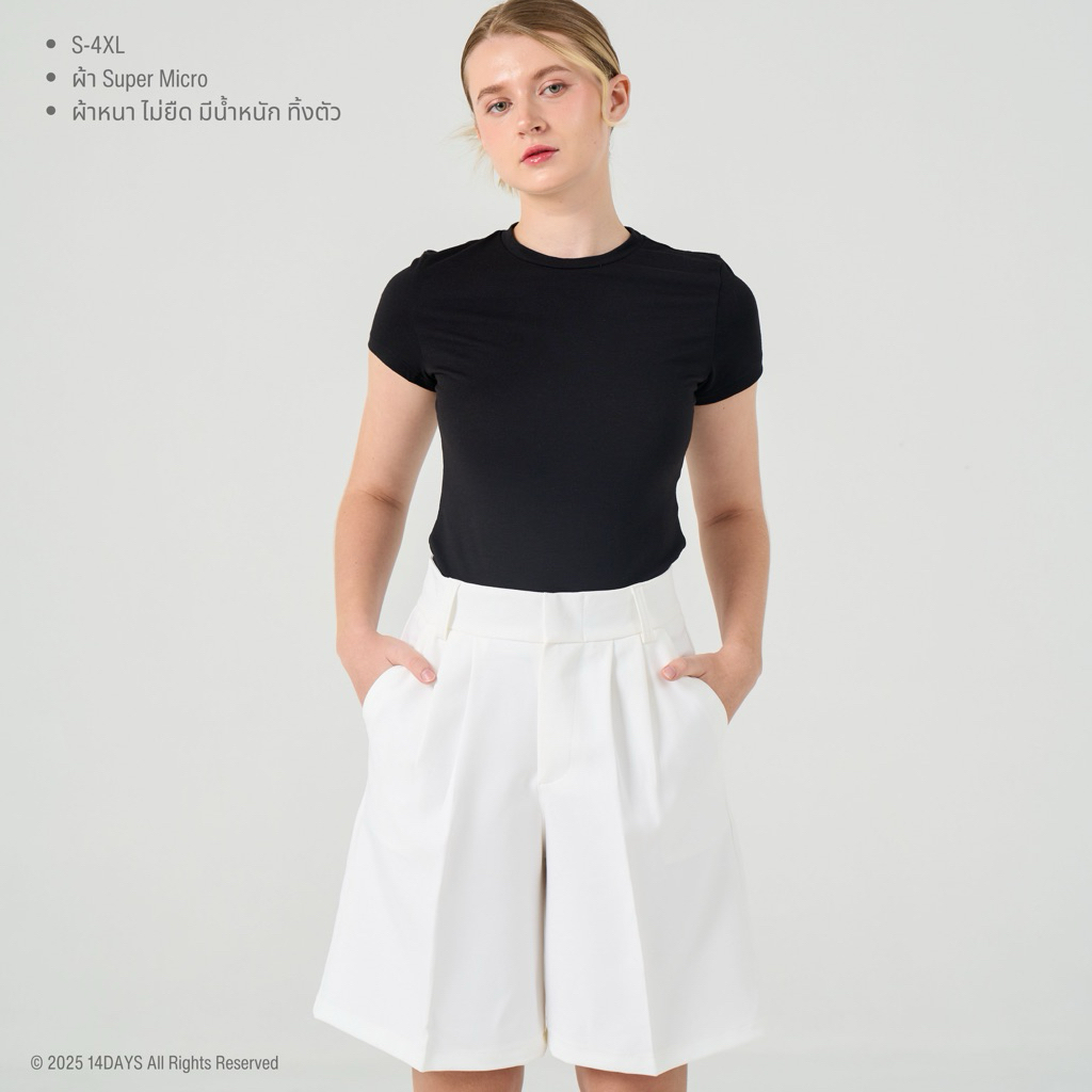 รุ่น CS20 กางเกงขาสั้น เอวสูง ทรงเบสิค ความยาว20นิ้ว ทรงสวย เก็บพุง พรางสะโพก - รูปที่ 7