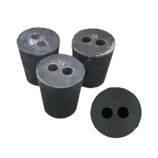 จุกยางดำ เจาะ 2 รู ใช้สำหรับปิดฝาเครื่องแก้ววิทยาศาสตร์