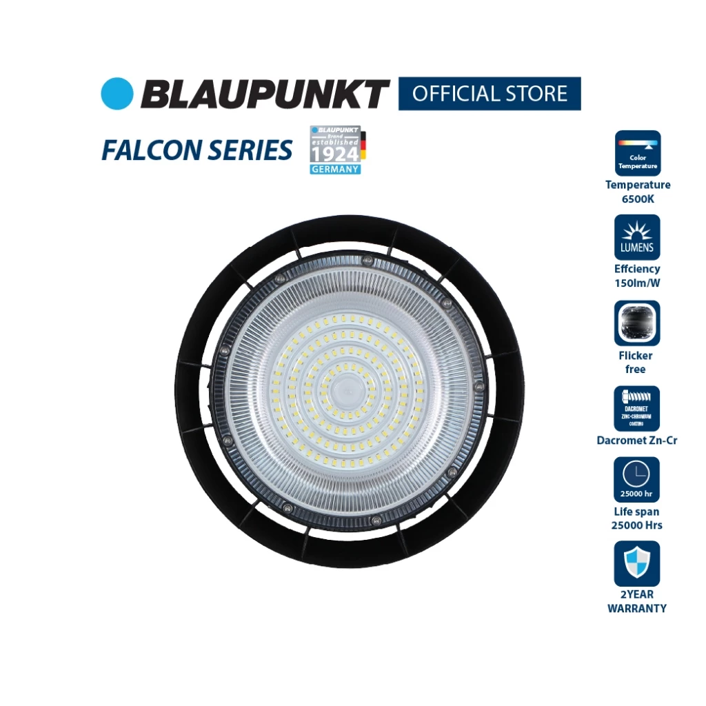 BLAUPUNKT โคมไฟไฮเบย์ 100W 150W 200W แสงขาว LED HIGH BAY รุ่น FALCON มาตรฐานเยอรมัน รับประกัน 2 ปี