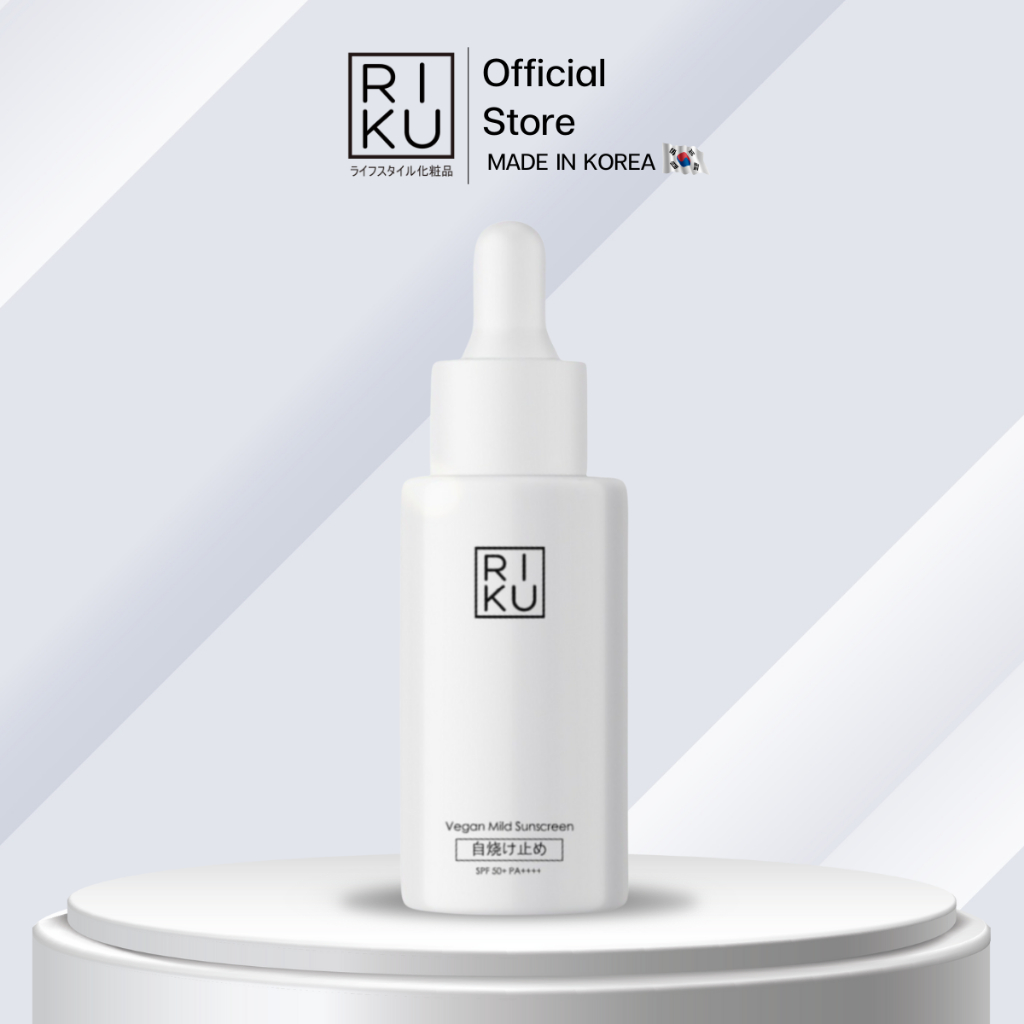 RIKU Vegan Mild Sunscreen SPF 50+ กันแดดวีแกนเกาหลี เนื้อบางเบา เกลี่ยง่าย ซึมไว ลดสิวได้เป็นอย่างดี