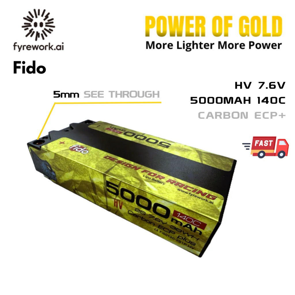 ⭐️Fido 2S 7.6V 5000mAh 140C HV Shortly LCG Gold [Carbon ECP+] 5mm⭐️