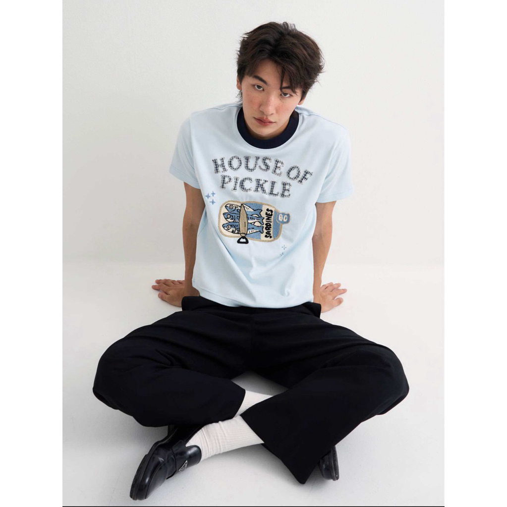 Sardines Hand-Patchworked & Hand-Embroidered Tee (ปักด้วยมือ)