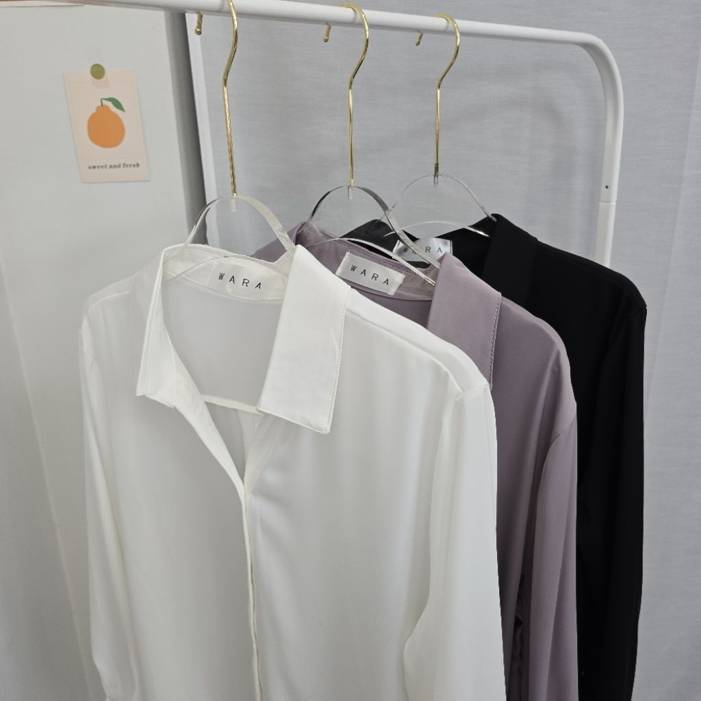 [ SH4 ] WARA เสื้อเชิ้ตแขนยาวผู้หญิง ผ้าซาตินเกาหลี ผ้าติดแอร์ - รูปที่ 5