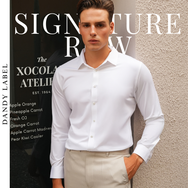 DANDY LABEL | เสื้อเชิ้ตคอปก รุ่น SIGNATURE ROW เสื้อเชิ้ตแขนยาว ผ้านุ่ม เด้ง เย็น ใส่สบาย ด้วยผ้านวัตกรรม TR SPANDEX
