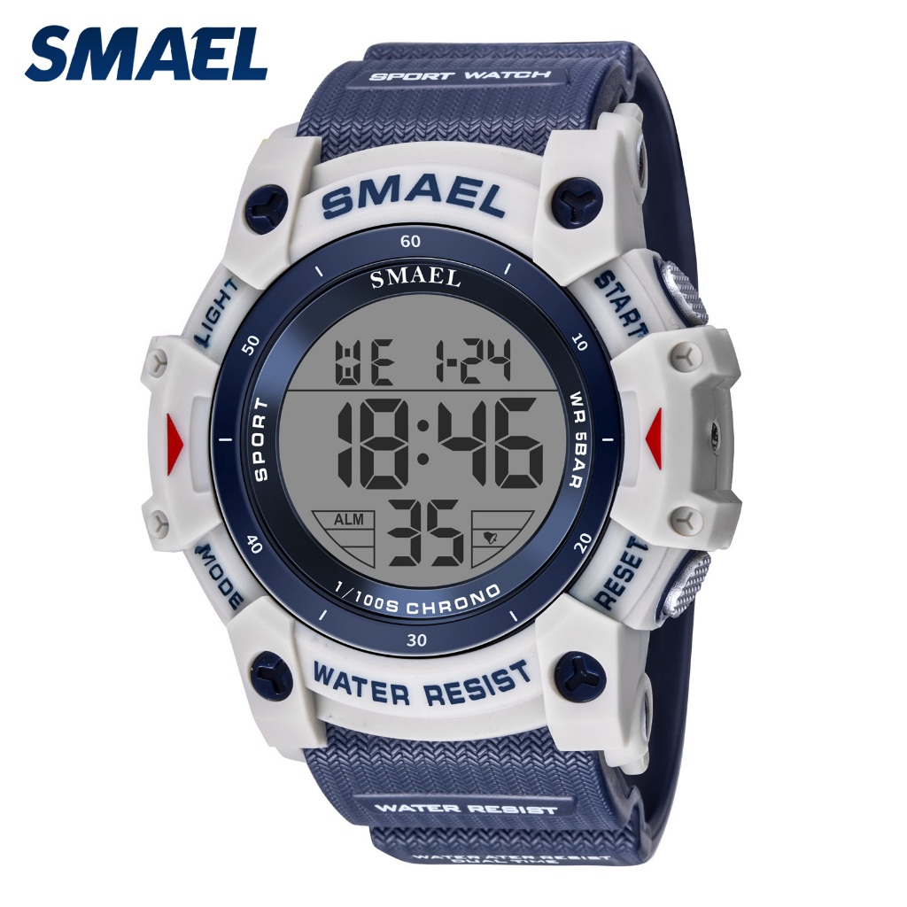 SMAEL 8123นาฬิกาสำหรับผู้ชาย อเนกประสงค์ ใช้ได้ทั้งกลางแจ้งและในร่ม ระบบเตือนภัย จับเวลา เรืองแสงในที่มืด ทนน้ำและกันกร