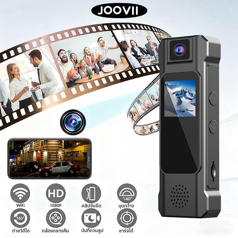 Mini Body Camera 2K กล้อง WIFI Wearable กล้องพกพา Back clip design เลนส์หมุน 180°gopro Night Vision บันทึกการวนซ้ํา