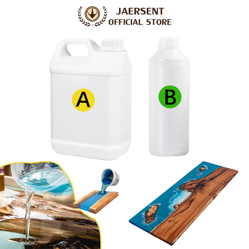 JAERSENT 2 กก/3 กก น้ำยาอีพ๊อกซี่ (epoxy resin) แบบใส ชุดทำโต๊ะ สำหรับงาน DIY