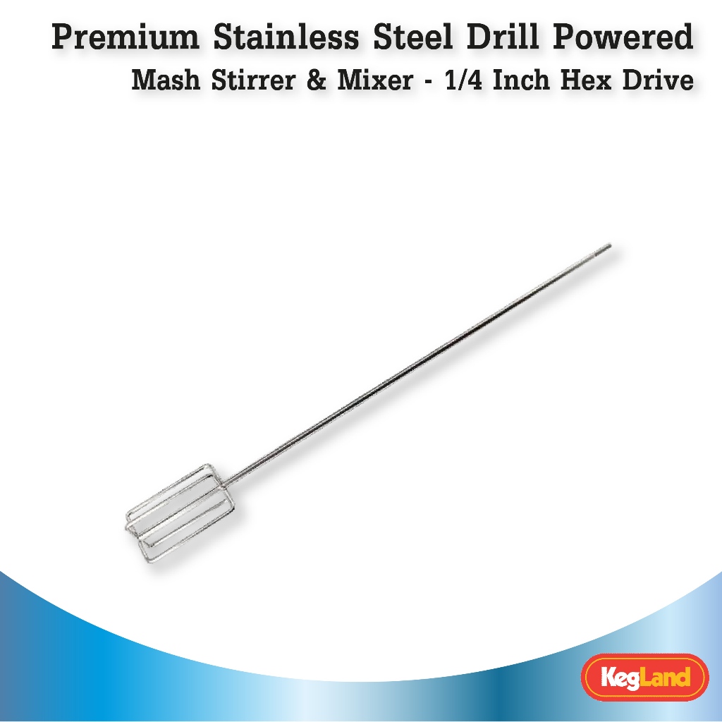 Premium Stainless Steel Drill Powered Mash Stirrer & Mixer – 1/4 Inch Hex Drive