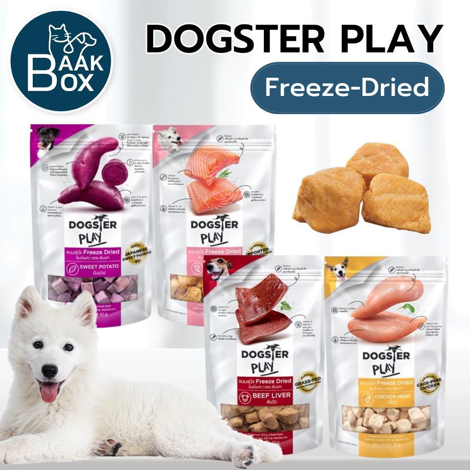 Dogster Play ขนมสุนัข Freeze Dried ชิ้นเนื้อแท้ ไม่ใส่เกลือ ขนาด 40 กรัม