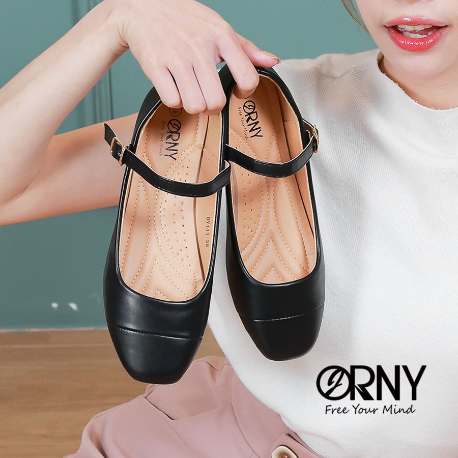 ORNY (ออร์นี่) OY141  ® มีไซส์ 37-42 ✨  รองเท้าแมรี่เจนส้นเตี้ย เรียบหรู  ทูโทน