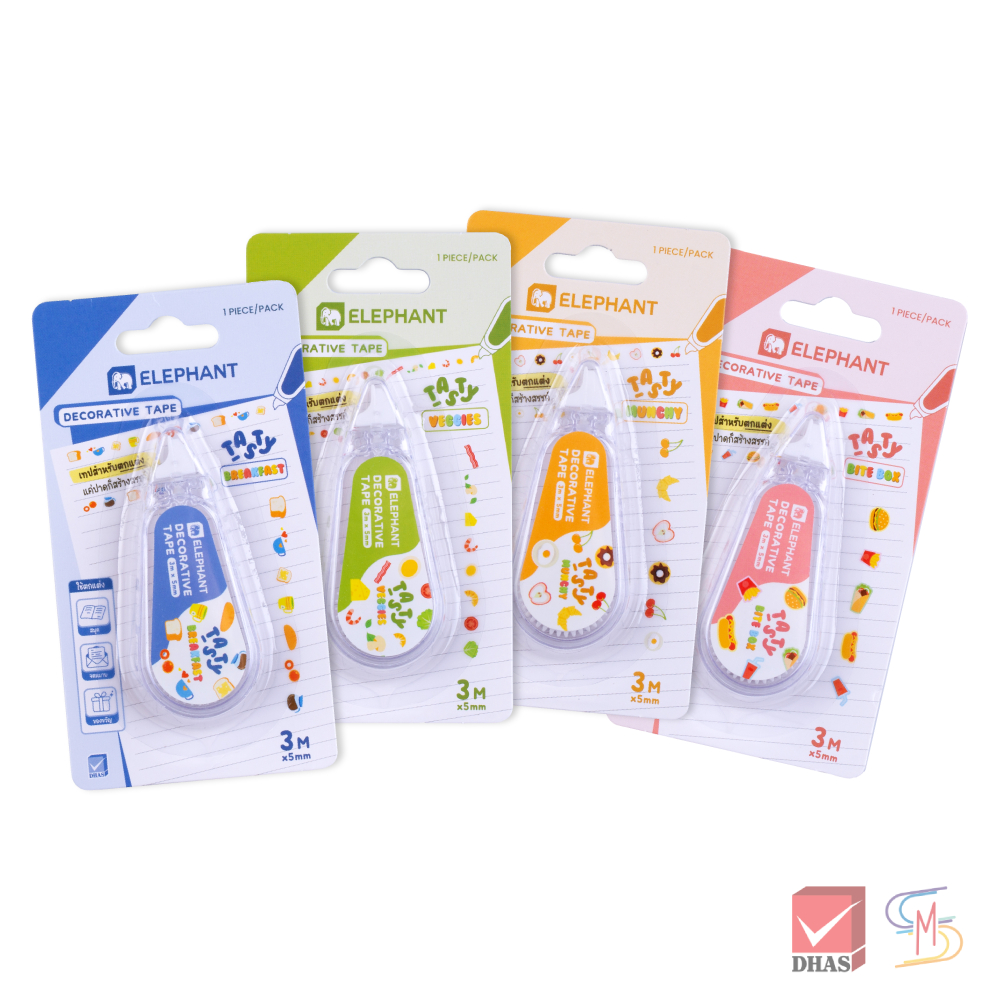 Elephant ตราช้าง เทปตกแต่ง แฟนซี 3M คละลาย จำนวน 1 ชิ้น