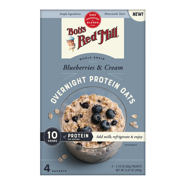 Bob's red mill Blueberries & Cream Overnight Protein Oats | ข้าวโอ๊ตโปรตีนข้ามคืน รสบลูเบอร์รี่แอนด์ครีม
