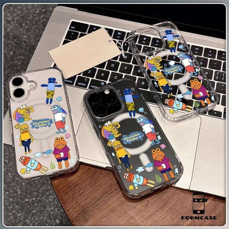 การชาร์จแบบไร้สาย เปลือกแม่เหล็ก ปลาที่เฉยเมยไม่แคร์  ขายดีในเว็บไซต์เกาหลี iPhone X XS MAX XR 7/8PLUS 16 15 14 เคสไอโฟน