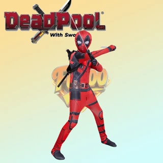 ชุดเดดพูลสำหรับเด็ก ชุดจั๊มสูทคอสเพลย์ Deadpool costume for kid with sword Panther Venom Captain America สําหรับเด็ก