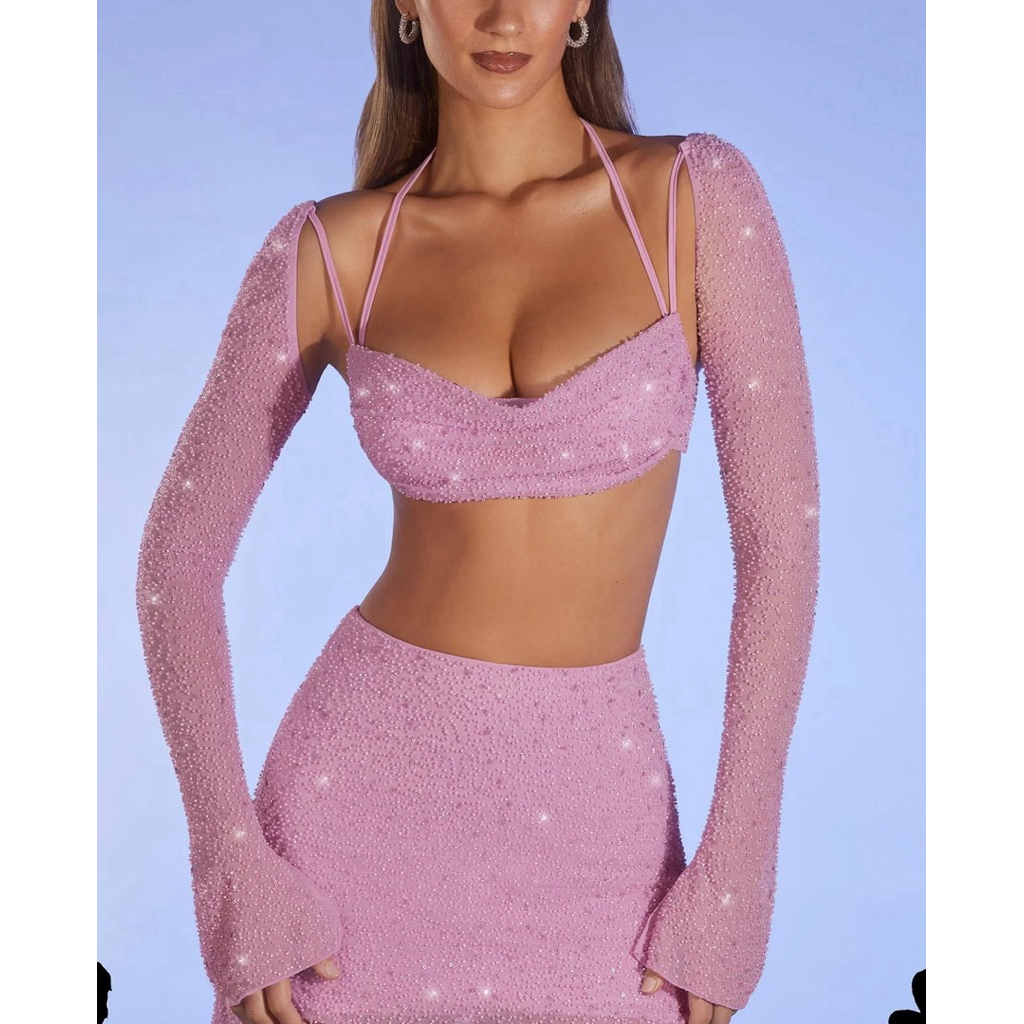 Oh Polly💯Embellished Crop Top&Mini Skirt (ราคาจากShop4280)