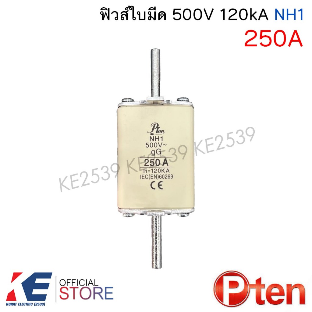 P-TEN / LINDNER ฟิวส์ใบมีด NH-1 NH-2 63A 80A 100A 125A 160A 200A 250A 315A 355A 400A 500V AC gG ฟิวใบมีด ฟิวส์ HRC Fuse ราคา ถูกที่สุด ดีลบีเคเค แกลเลอรีภาพที่ 7
