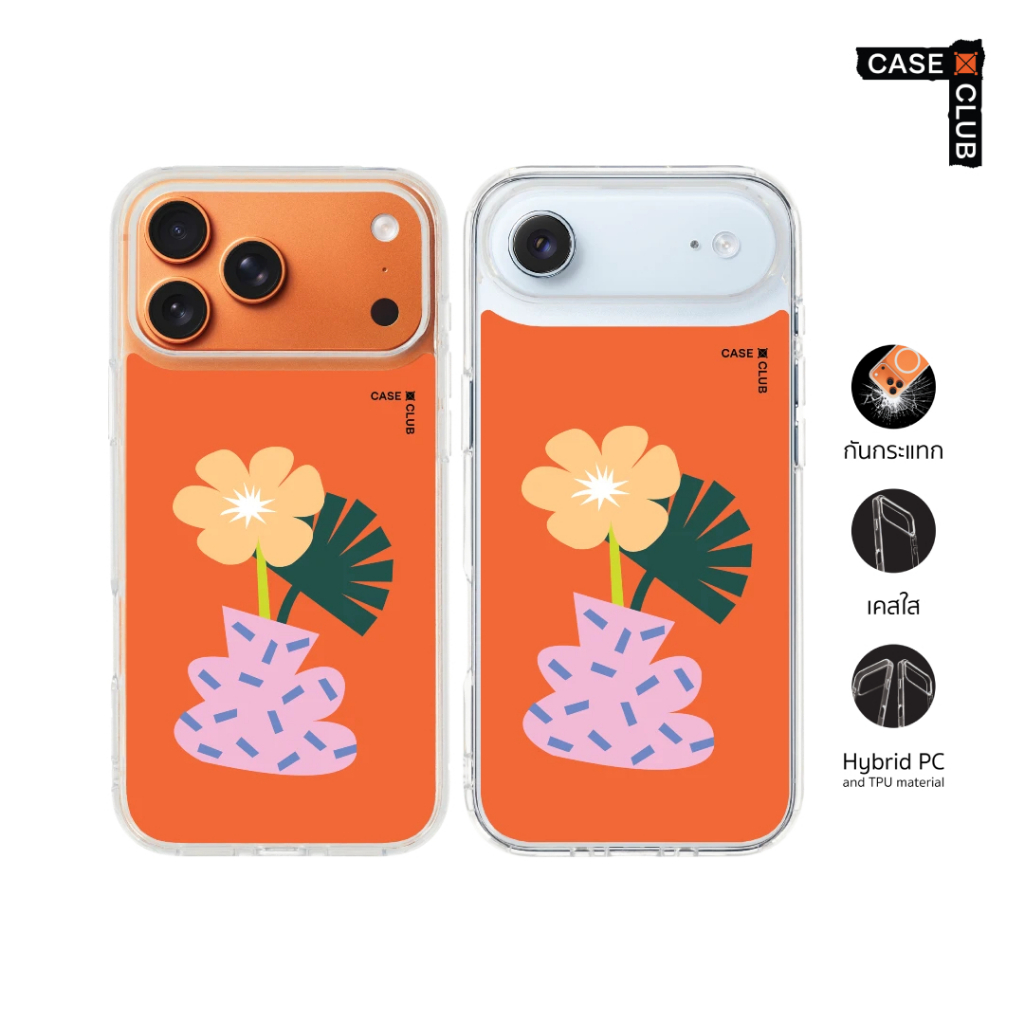 CaseClub เคสไอโฟน เคสโทรศัพท์ เคสใส ลาย Illustrated Flower Vase ภาพวาด แจกันดอกไม้ สำหรับ i17 Pro Max/i17 Pro/i Air/i17