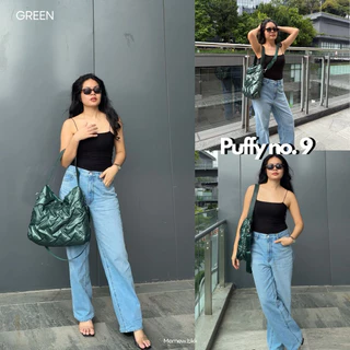 Memew.bkk Puffy no.9 กระเป๋าพัฟฟี่เมทัลลิก กระเป๋าสะพายข้าง ทรงโท้ท Tote Bag ผ้าเงาบุนวม ใบใหญ่จุใจ [พร้อมส่ง]
