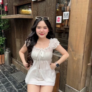 เสื้อชีฟองแขนตุ๊กตา ทรงมินิเดรส น่ารักๆ ผ้าสวย ดึงยางรอบตัว ผ้าพริ้วใส่สบาย ยืดได้เยอะ P28