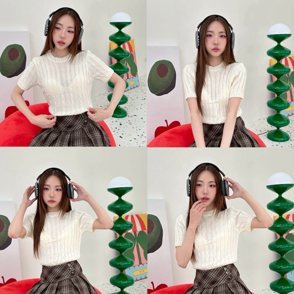 BY IRA Penny Top เสื้อถักไหมพรม ถักลายเปีย ผ้าไหมพรม รูปที่ 2