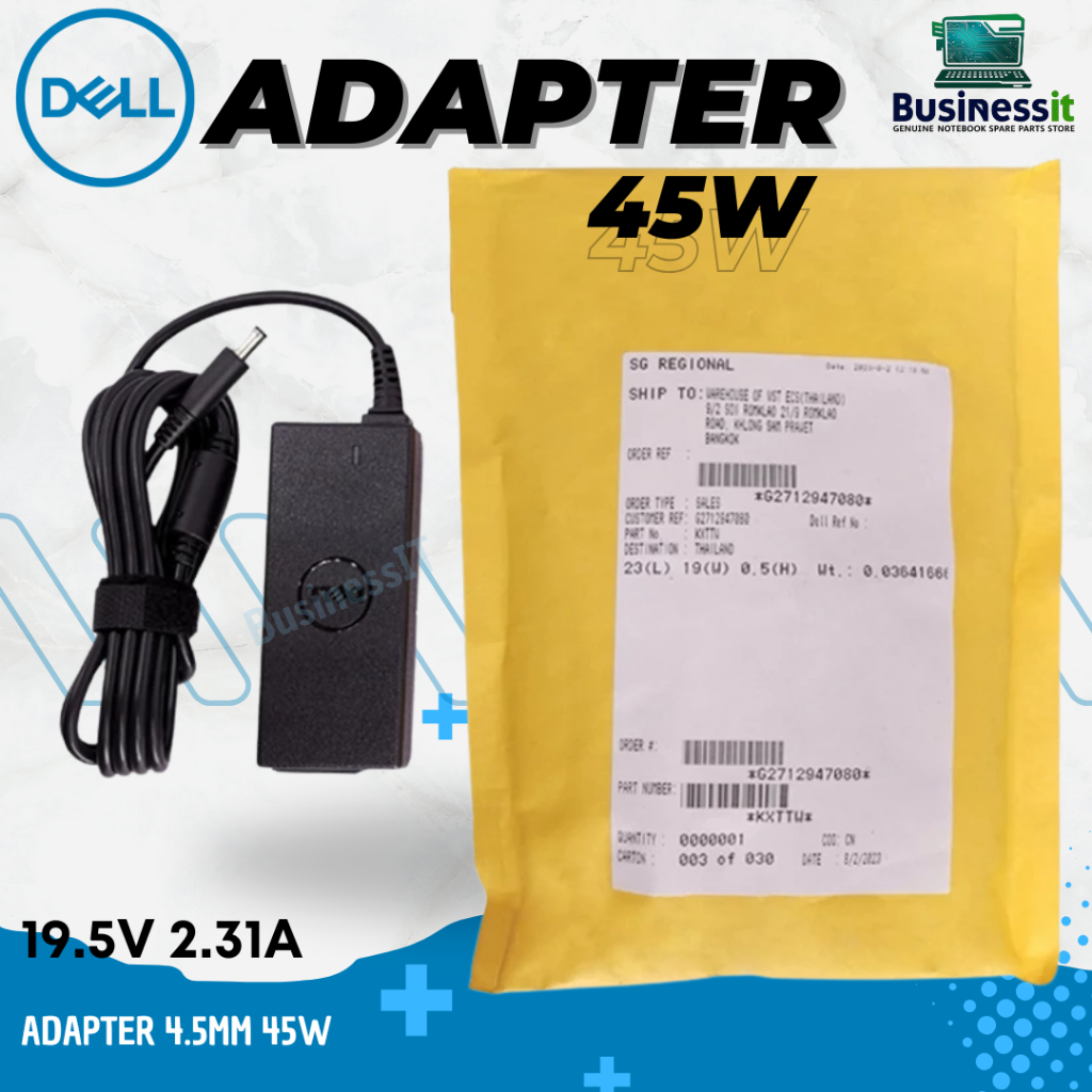 Adapter Dell XPS 13 9370 45W 4.5 mm KXTTW สายชาร์จ Dell XPS 13 9370 แท้ รับประกันศูนย์ Dell Thailand