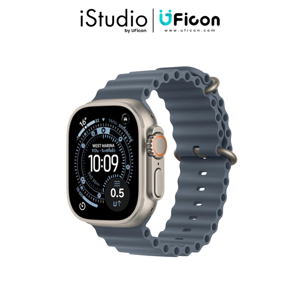 (Ocean Band) Apple Watch Ultra 3 GPS + Cellular 49mm Titanium Case with Ocean Band [iStudio by UFicon]